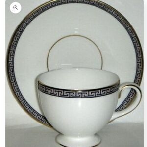 Wedgwood Blue and Gold Greek Key Cup and Saucer